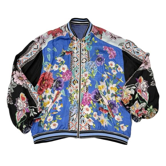 Gorgeous Johnny Was Floral Bomber Jacket xs s reversible - Picture 1 of 12